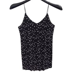 Womens Pleated Tank top S. M. L. Black  Flare Sleeveless Stretch V-neck